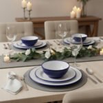 Service a table 20 pièces Bicolor en Bleu et Blanc en céramique fait main AMC 4121 – Image 3