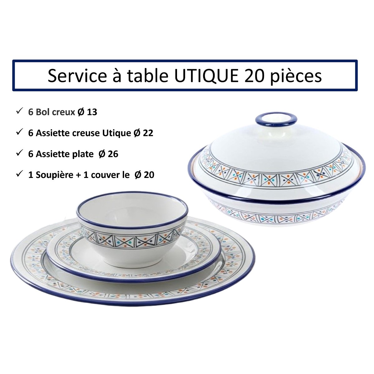 AMC 4122 Service a table 20 pièces Utique en fine céramique fait main AMC 4122 – Image 1