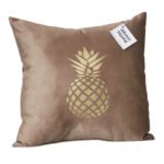 Coussin carrée marron haut de gamme en velours de qualité supérieure motif Ananas brodé doré de style vintage