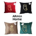 Coussin carrée marron haut de gamme en velours de qualité supérieure motif Ananas brodé doré de style vintage – Image 3