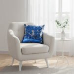 Coussin à paillettes réversible haut de gamme carrée bleu foncé  et argent de qualité supérieure de style vintage – Image 2