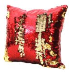 Coussin à paillettes réversible haut de gamme carrée rouge et doré de qualité supérieure de style vintage