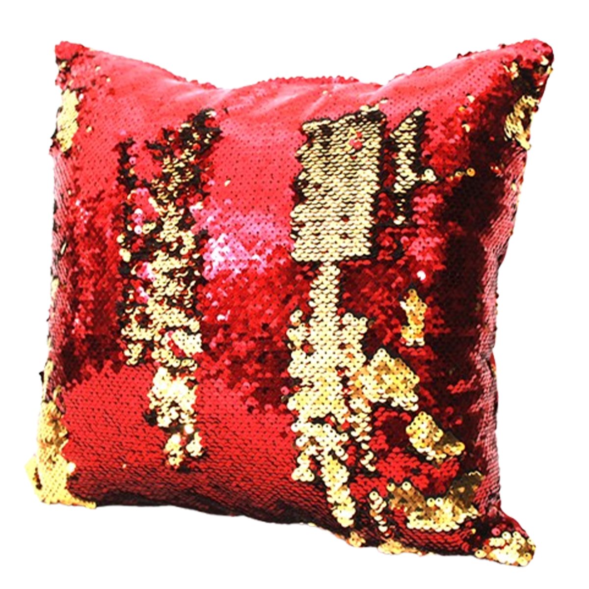 ARH 7214 Coussin à paillettes réversible haut de gamme carrée rouge et doré de qualité supérieure de style vintage – Image 1