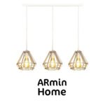 Suspension 3 Lampes Beige design Armin Home en bois Suspension ajourée en lamelles de bois de style vintage fabrication artisanale T3