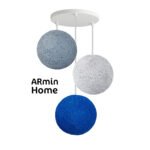 Suspension 3 globes colorés en rotin design Armin Home tressé à la main en fil de rotin de style vintage fabrication artisanale T1