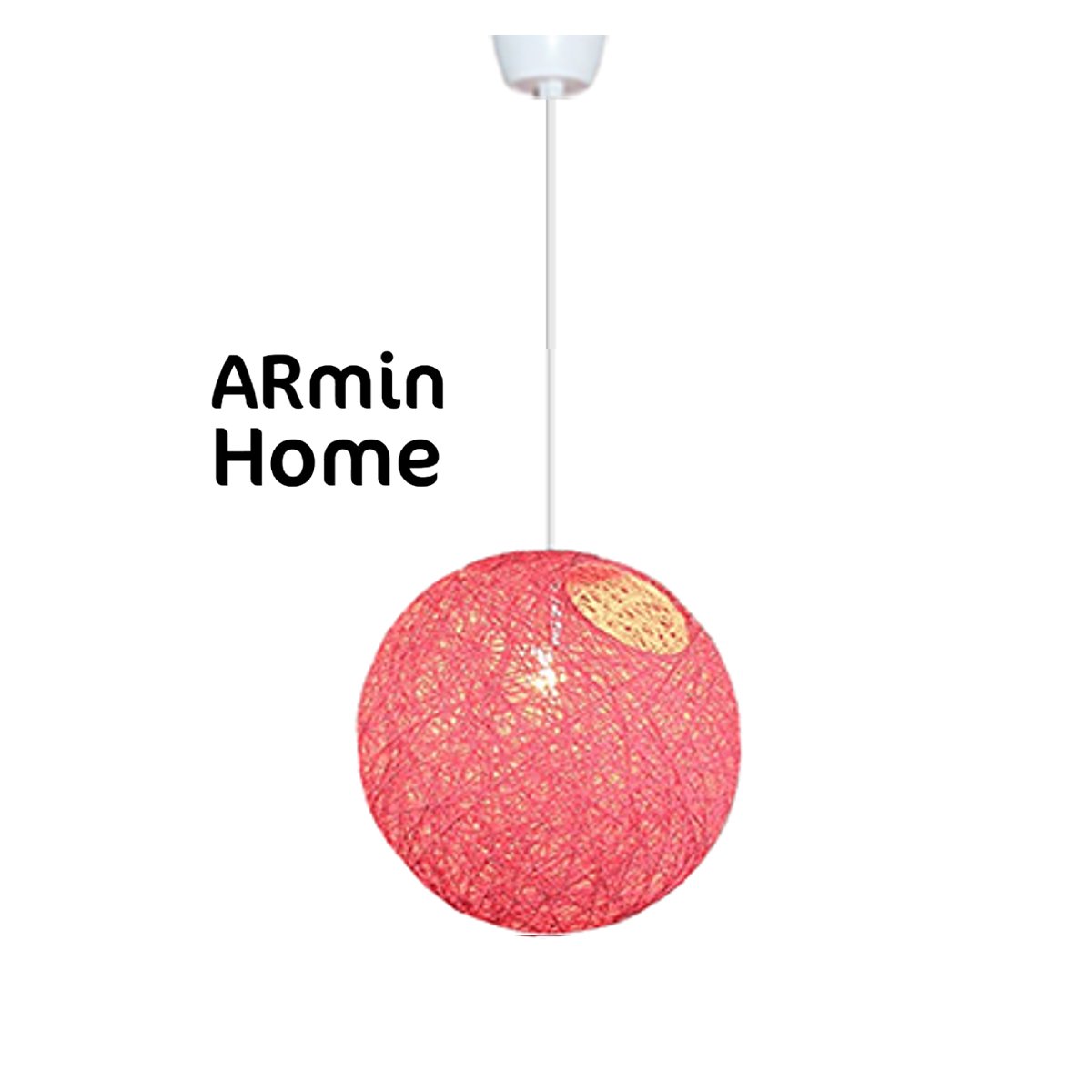 ARH 8211 Suspension globes rose fuchsia en rotin design Armin Home tressé à la main en fil de rotin de style vintage fabrication artisanale T1 – Image 1