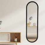 Miroir ovale haut de gamme en bois massif peint noir ARH 2850 – Image 2