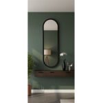 Miroir ovale haut de gamme en bois massif peint noir ARH 2850 – Image 3