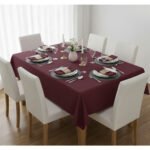 Ensemble de 6 Serviette de Table haut de gamme en Rouge bordeau confectionnée en 100% lin قمرايا raffinées fait à la main M72 – Image 2