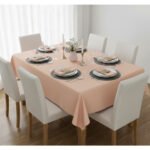 Ensemble de 6 Serviette de Table haut de gamme en Pêche confectionnée en 100% lin قمرايا raffinées fait à la main M73 – Image 2