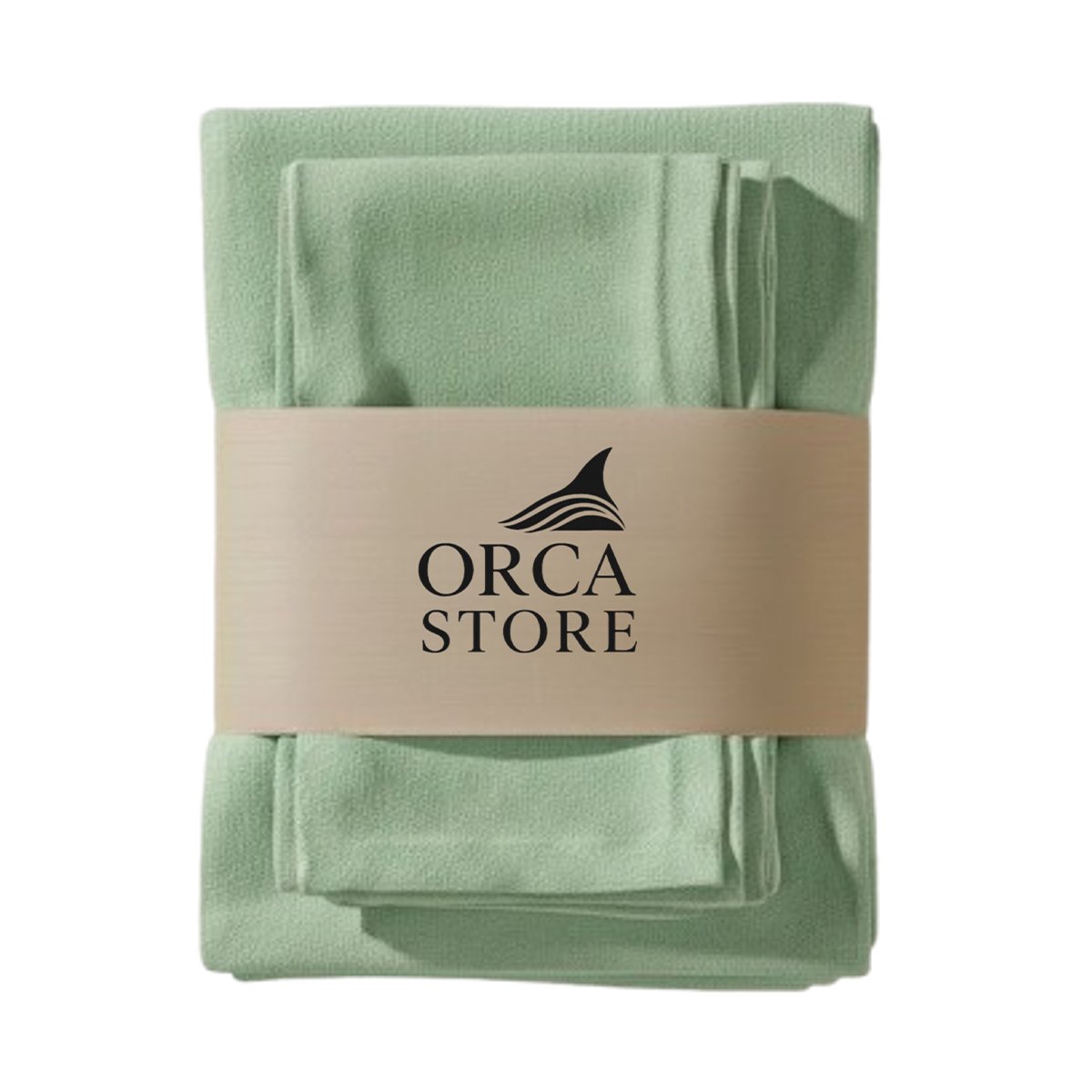 OCA 7723 Ensemble 1 Nappe et 6 Serviette de Table haut de gamme en Vert pistache confectionnée en 100% lin قمرايا raffinées fait à la main M23 – Image 1