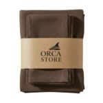 Ensemble 1 Nappe et 6 Serviette de Table haut de gamme en Marron confectionnée en 100% lin قمرايا raffinées fait à la main M28