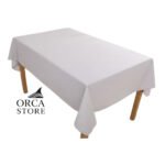 Nappe rectangulaire blanc cassé haut de gamme confectionnée en 100% lin قمرايا raffinées fait à la main