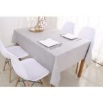 Nappe rectangulaire blanc cassé haut de gamme confectionnée en 100% lin قمرايا raffinées fait à la main – Image 2