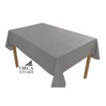 Nappe rectangulaire gris  haut de gamme confectionnée en 100% lin قمرايا raffinées fait à la main