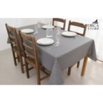 Nappe rectangulaire gris  haut de gamme confectionnée en 100% lin قمرايا raffinées fait à la main – Image 3