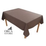 Nappe rectangulaire marron haut de gamme confectionnée en 100% lin قمرايا raffinées fait à la main