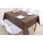 Nappe rectangulaire marron haut de gamme confectionnée en 100% lin قمرايا raffinées fait à la main – Image 4