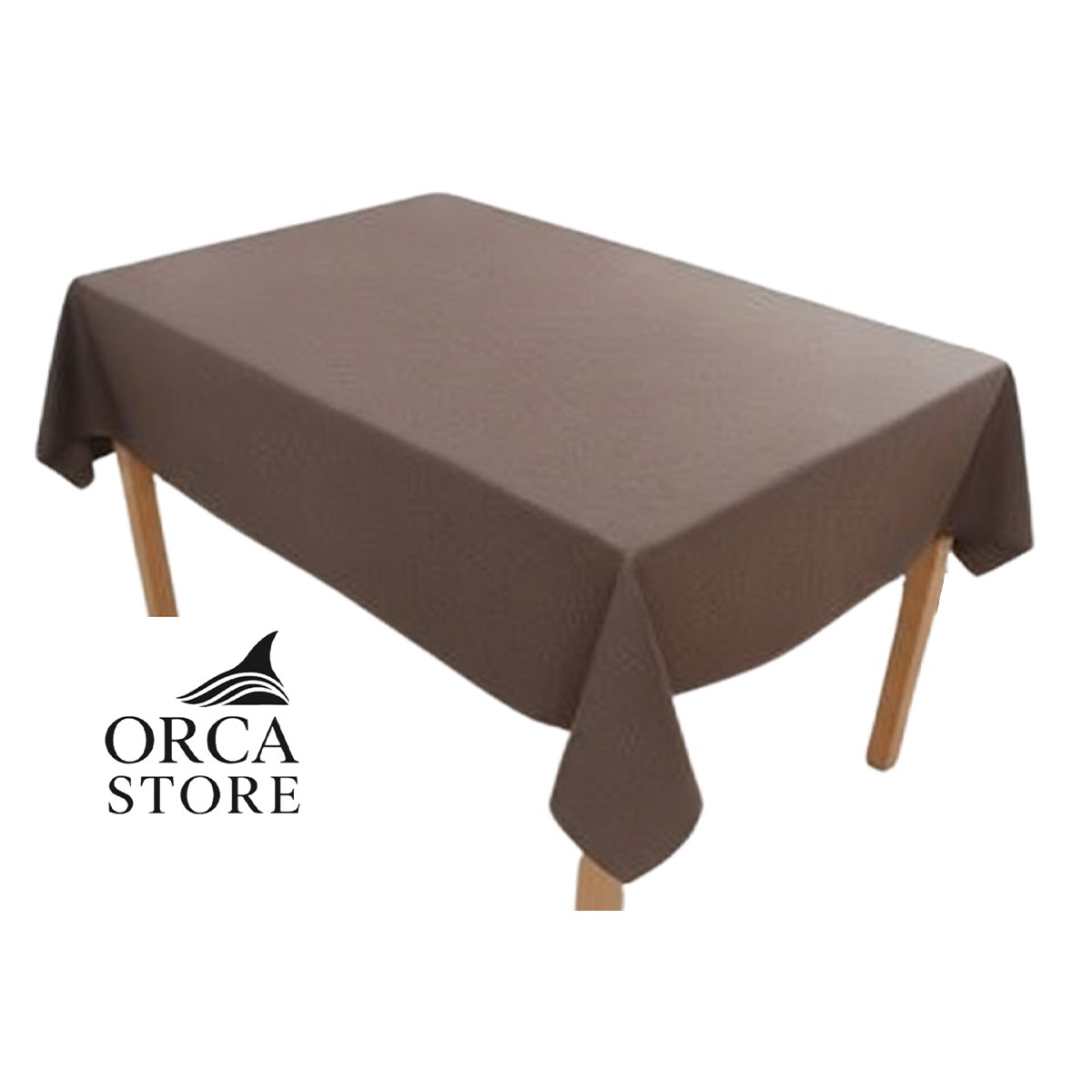 ORA 4414 Nappe rectangulaire marron haut de gamme confectionnée en 100% lin قمرايا raffinées fait à la main – Image 1