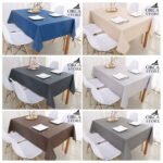Nappe rectangulaire gris anthracite haut de gamme confectionnée en 100% lin قمرايا raffinées fait à la main – Image 4