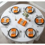 Ensemble de 6 Serviette de Table haut de gamme en Orange confectionnée en 100% lin قمرايا raffinées fait à la main M64 – Image 2