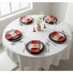 Ensemble de 6 Serviette de Table haut de gamme en Rouge confectionnée en 100% lin قمرايا raffinées fait à la main M66 – Image 2