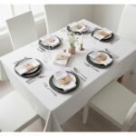 Ensemble de 6 Serviette de Table haut de gamme en Blanc confectionnée en 100% lin قمرايا raffinées fait à la main M67 – Image 2