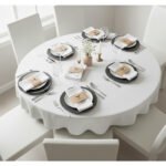 Ensemble de 6 Serviette de Table haut de gamme en Blanc confectionnée en 100% lin قمرايا raffinées fait à la main M67 – Image 3