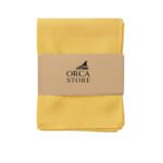Ensemble de 6 Serviette de Table haut de gamme en Jaune confectionnée en 100% lin قمرايا raffinées fait à la main M28