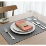 Ensemble de 6 Serviette de Table haut de gamme en Saumon confectionnée en 100% lin قمرايا raffinées fait à la main M37 – Image 2