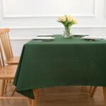 Ensemble 1 Nappe et 6 Serviette de Table haut de gamme en Vert confectionnée en 100% lin قمرايا raffinées fait à la main M19 – Image 2