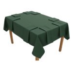 Ensemble 1 Nappe et 6 Serviette de Table haut de gamme en Vert confectionnée en 100% lin قمرايا raffinées fait à la main M19 – Image 3