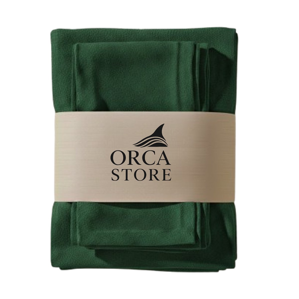 ORA 7719 Ensemble 1 Nappe et 6 Serviette de Table haut de gamme en Vert confectionnée en 100% lin قمرايا raffinées fait à la main M19 – Image 1