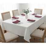 Ensemble 1 Nappe et 6 Serviette de Table haut de gamme en Rouge bordeau confectionnée en 100% lin قمرايا raffinées fait à la main M27 – Image 3