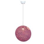 Suspension globes mauve en rotin design Armin Home tressé à la main en fil de rotin de style vintage fabrication artisanale T1