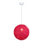 Suspension globes rouge en rotin design Armin Home tressé à la main en fil de rotin de style vintage fabrication artisanale T1