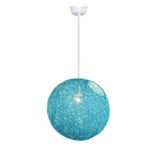 Suspension globes turquoise en rotin design Armin Home tressé à la main en fil de rotin de style vintage fabrication artisanale T1